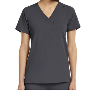 Gray V-Neck Womens Scrub Top